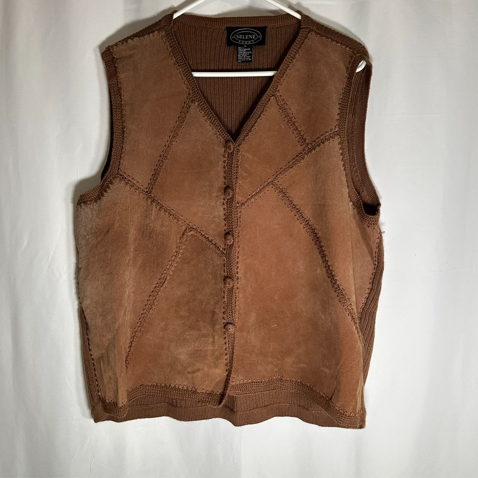 Vintage Selene Sport Suede Leather Vest Cowgirl Hippie Festival Grunge