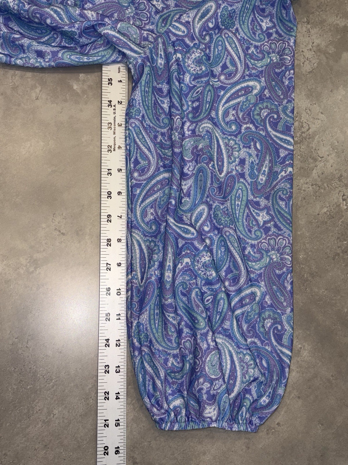 Vintage 70s Tribute Mod Paisley Purple Dress XL 16/18 #0250 PLEASE READ