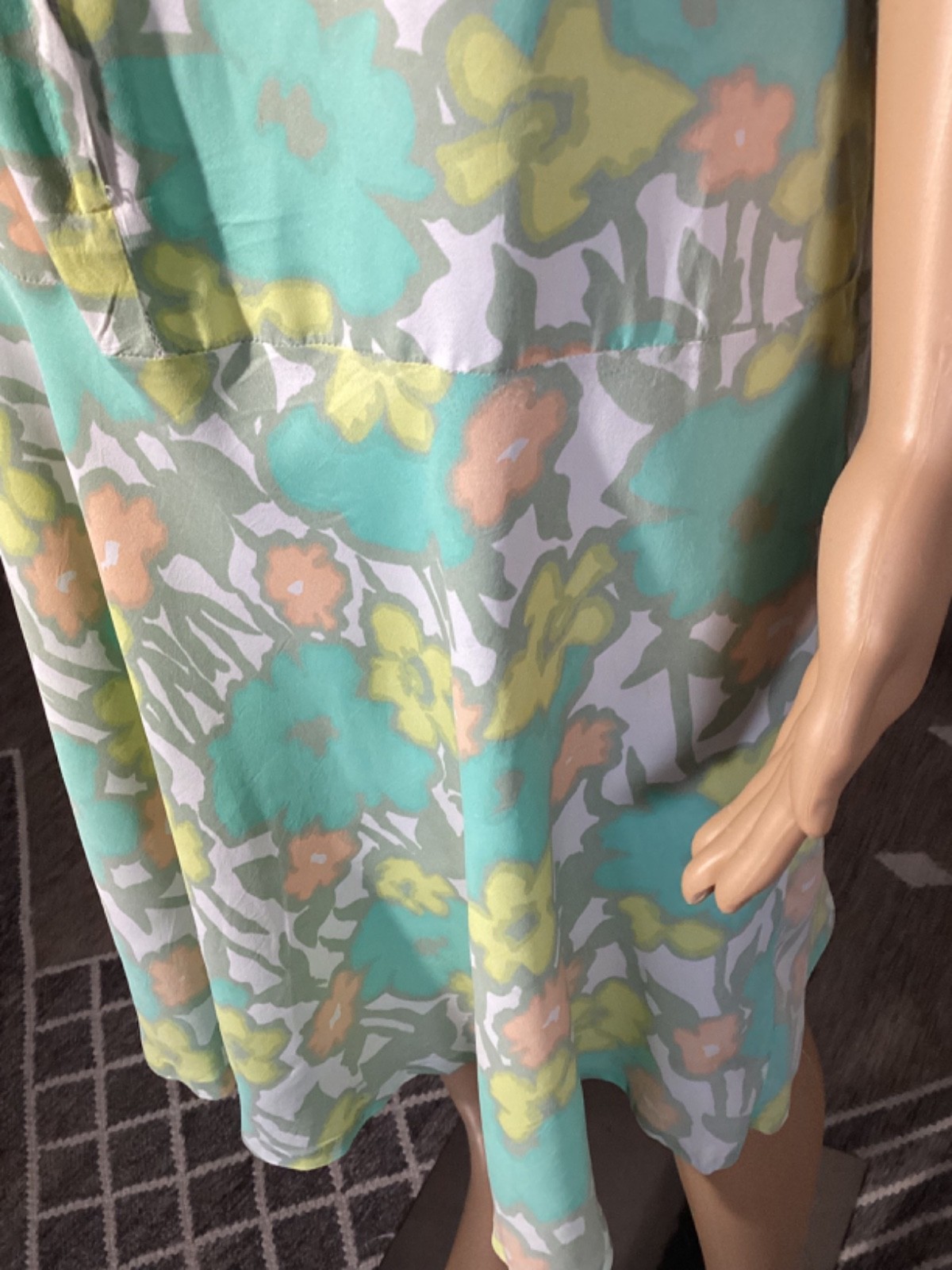 Vintage 60s Floral Watercolor Drop Waist Sleeveless Dress Mod Hippie