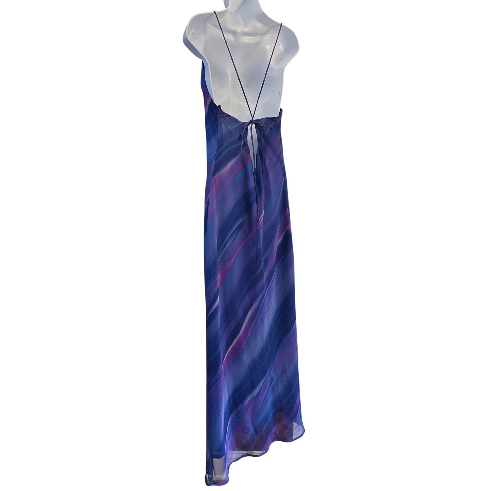 Vintage 90s Kiki USA Maxi Dress Abstract Cowl Neck Y2K Aesthetic XL Whimsigoth