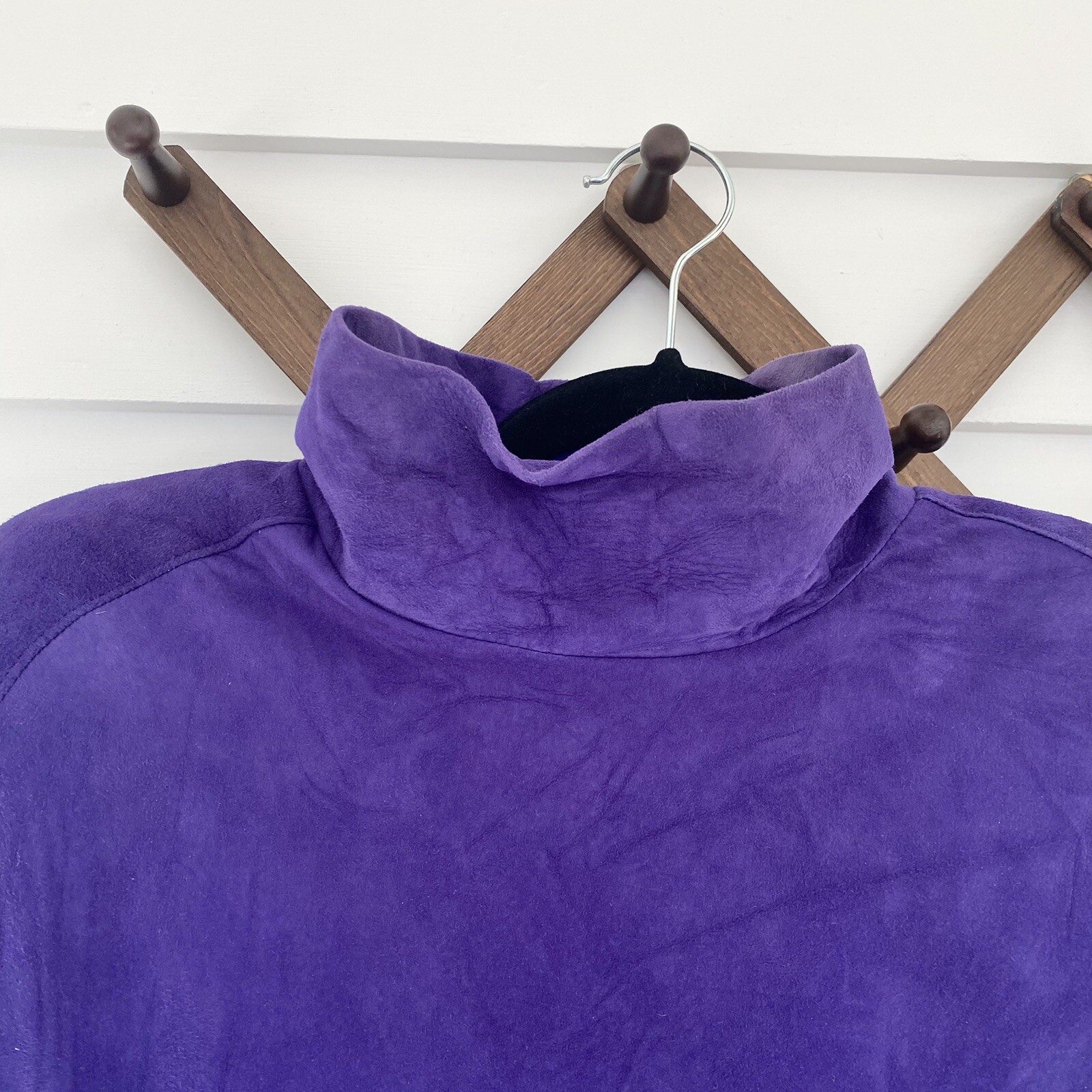 Vintage 80s 90s Purple Suede Maxi Dress NEW Size 12 by Vakko Long Sleeve