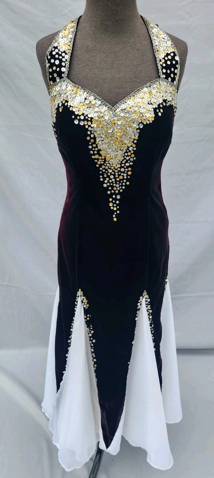 Vintage Sterling by Stone Ferris Black/White Evening Gown/Dress Size 8 (Costume)