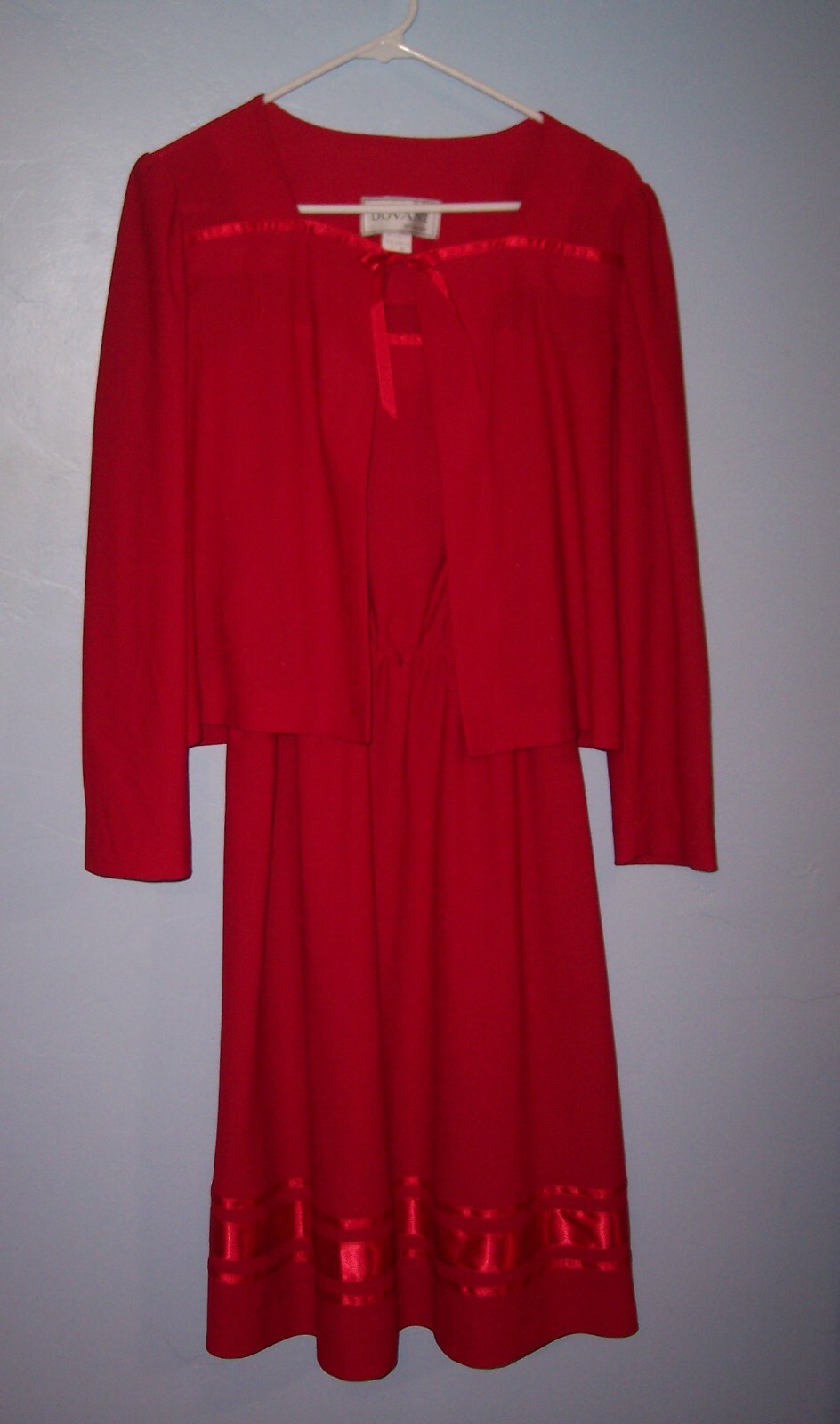 Vintage Dovani of Dallas Red Fancy 2 Piece Dress & Jacket Women’s Size 12 GUC