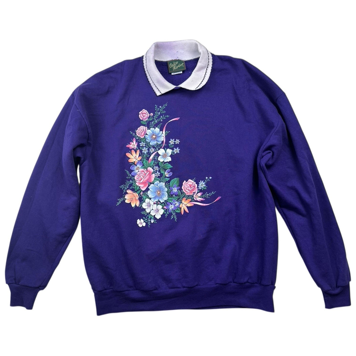 Vintage sweatshirt purple XL grandma core granny oversized cottage floral 90s