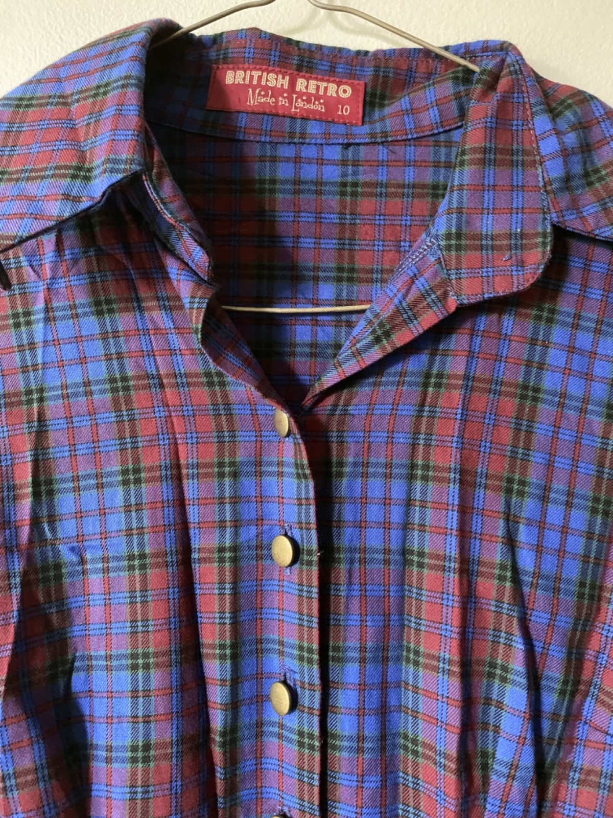 VINTAGE 1950s Rockabilly Gingham Plaid Women Shirtwaist Dress, Size Small