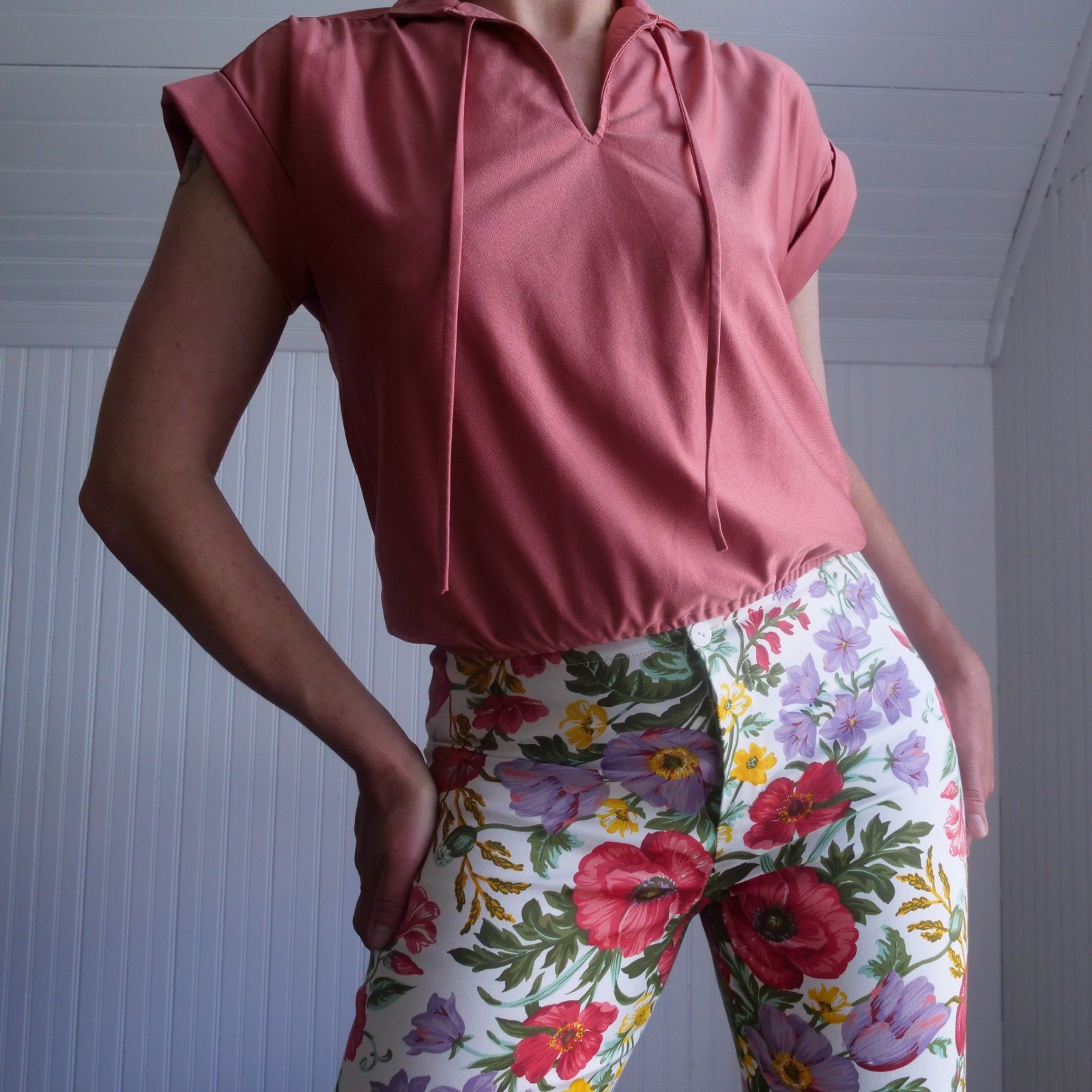 Vintage 1970s/80s Ship 'n Shore copper colored nylon crop top
