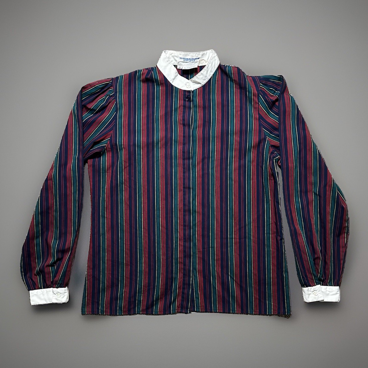 Vintage Womens Levi Strauss Dark Colored Striped Button Up Shirt Size 12