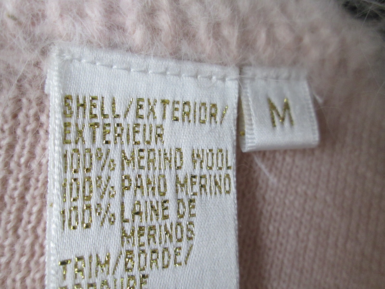VTG Apart Sweater Dress Pink Women Sz M Merino Wool Angora Rabbit Fur Trim
