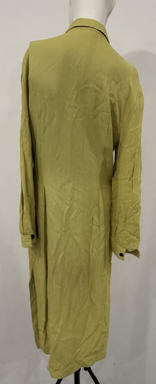 MENU Lime Green Shirt Dress | Vintage 1990s Minimalist Button Front Midi