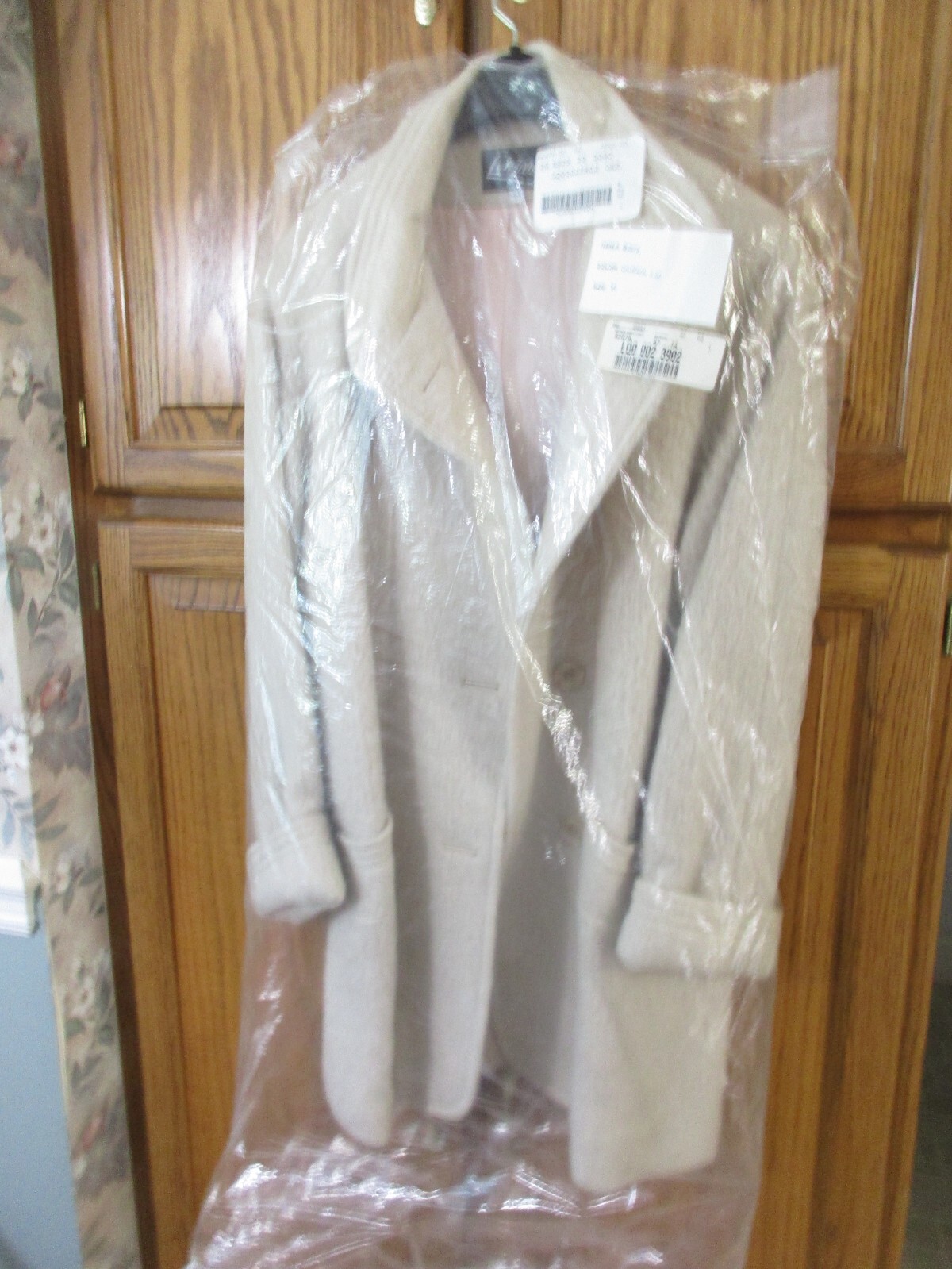 Vintage Loring Mohair Wool Nylon Faux Fur Short Coat Oatmeal Tan Women’s 14 READ