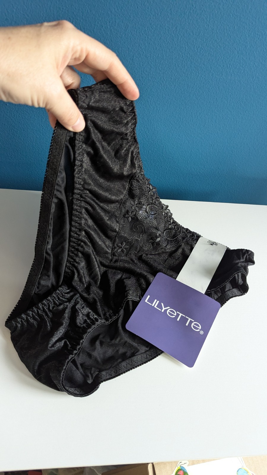 Vintage Lilyette Nylon SECOND SKIN Black Panties NWT Sz 8/XL RARE Shimmery Shiny
