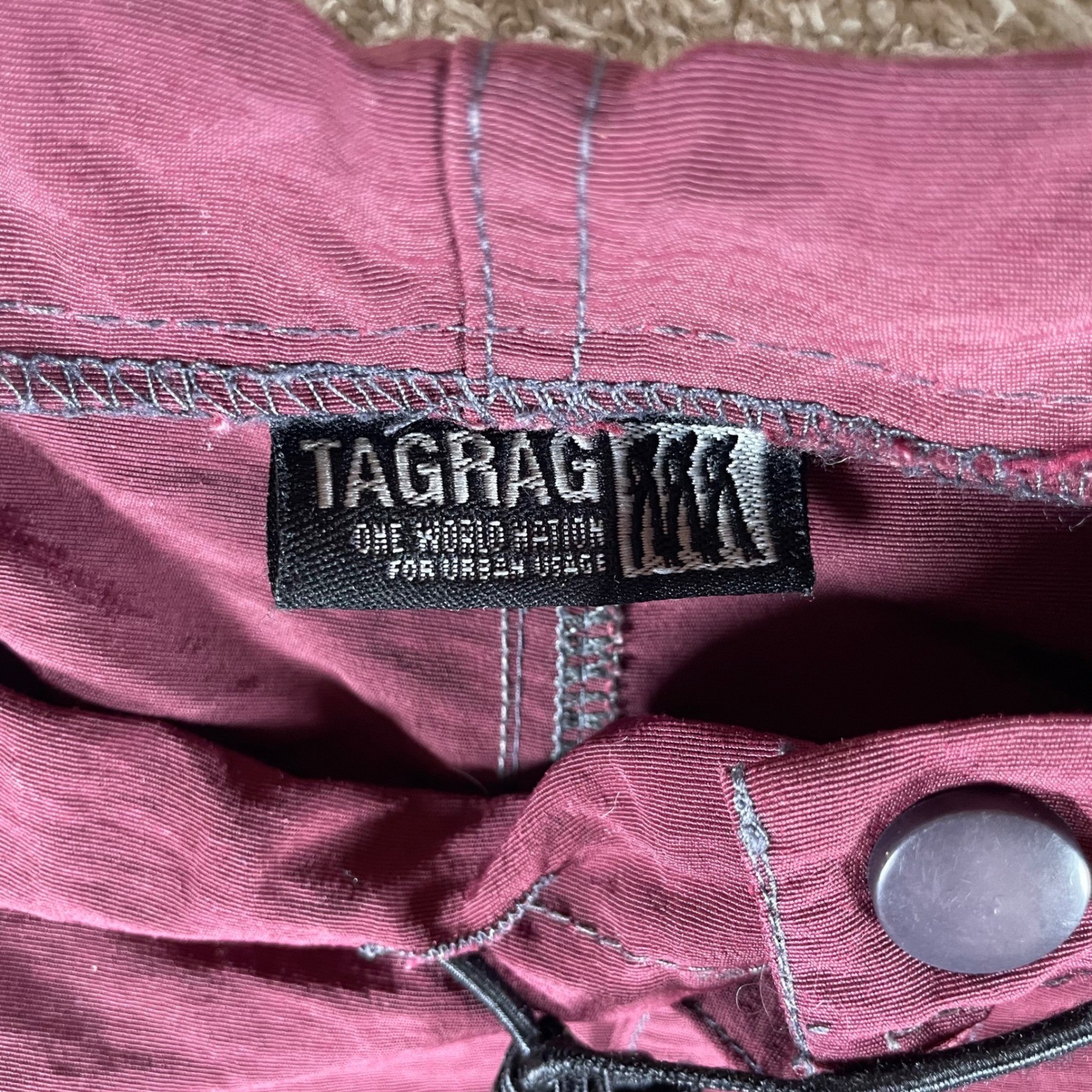 vintage Y2K utility pants dragon button up wide leg tag rag NS 90s raver