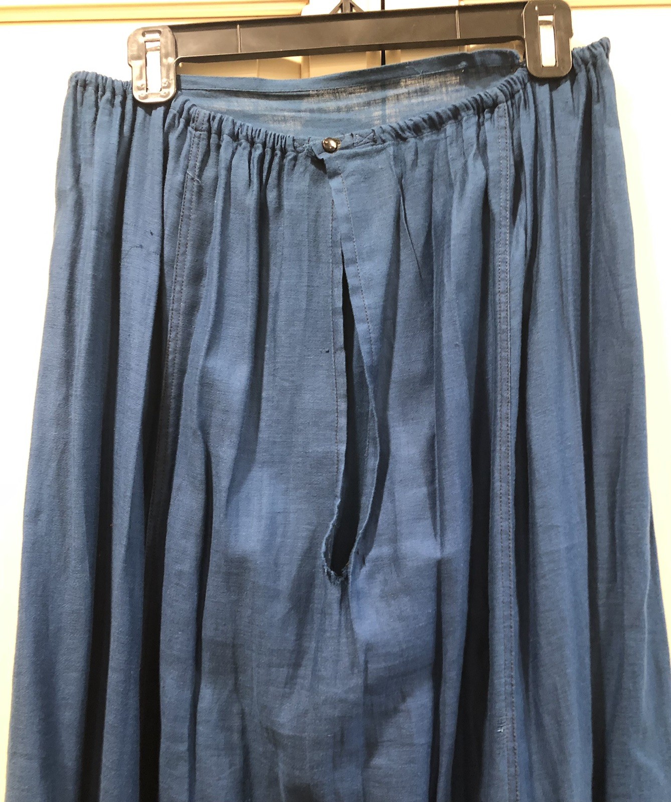 Antique Victorian Eduardian Indigo Blue Tiered Half Slip