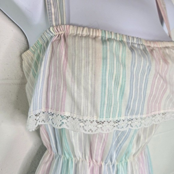 Vtg 70s ice cream rainbow pastel striped sundress