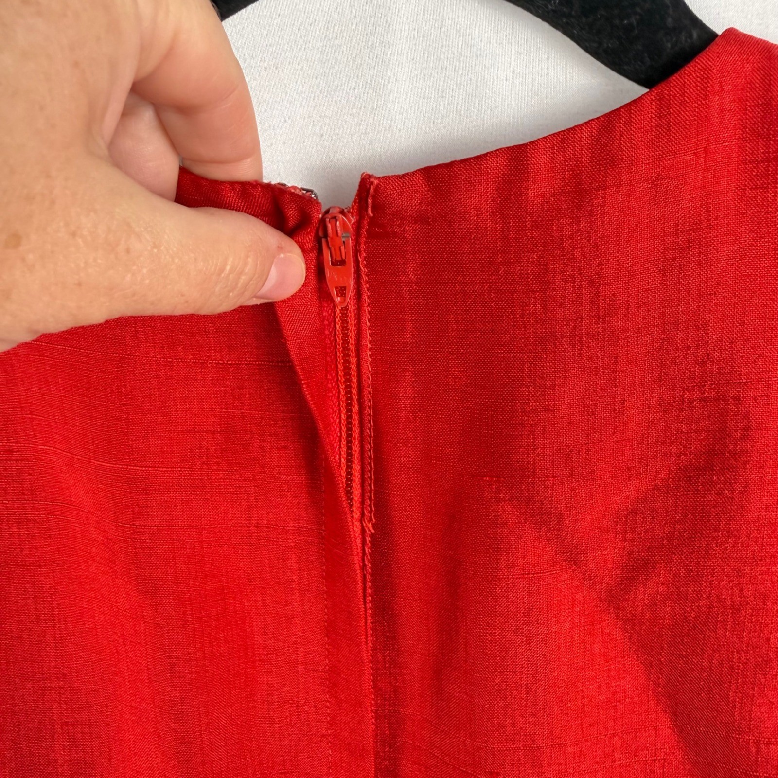 Vintage Mancini Red Belted Knee-Length Dress S/M Classic Timeless Bright Retro