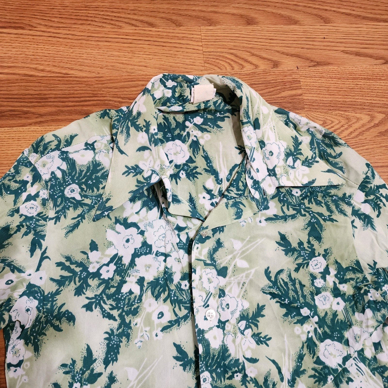Vtg 70s Montgomery Ward Floral Disco Blouse Women’s L Button Front Retro Boho