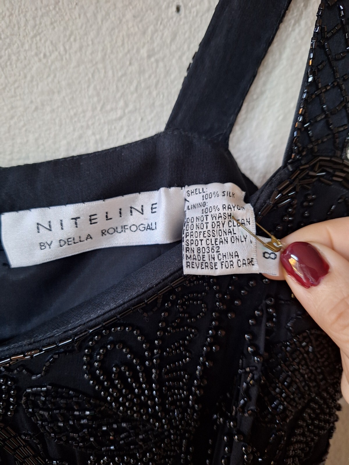 NWT Vintage Silk Niteline by Della Roufogali Beaded Gown Womens size 8