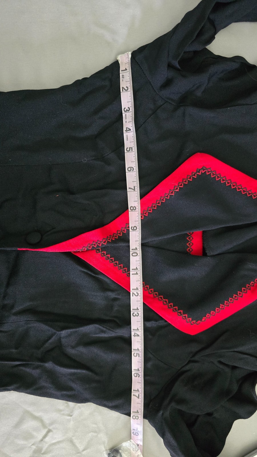 NWOT Vintage 80-90s S.L. Fashions Black Red Big Suit Collar Dress, Petites 12