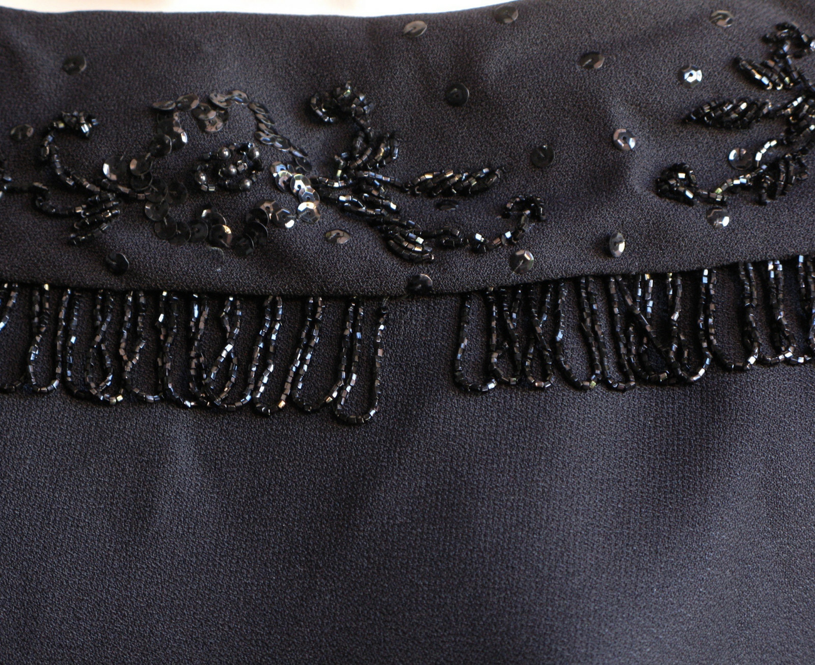 Vtg Elissa of California Dress, Boat Neck, Beaded, Black, Altered, Needs Repair