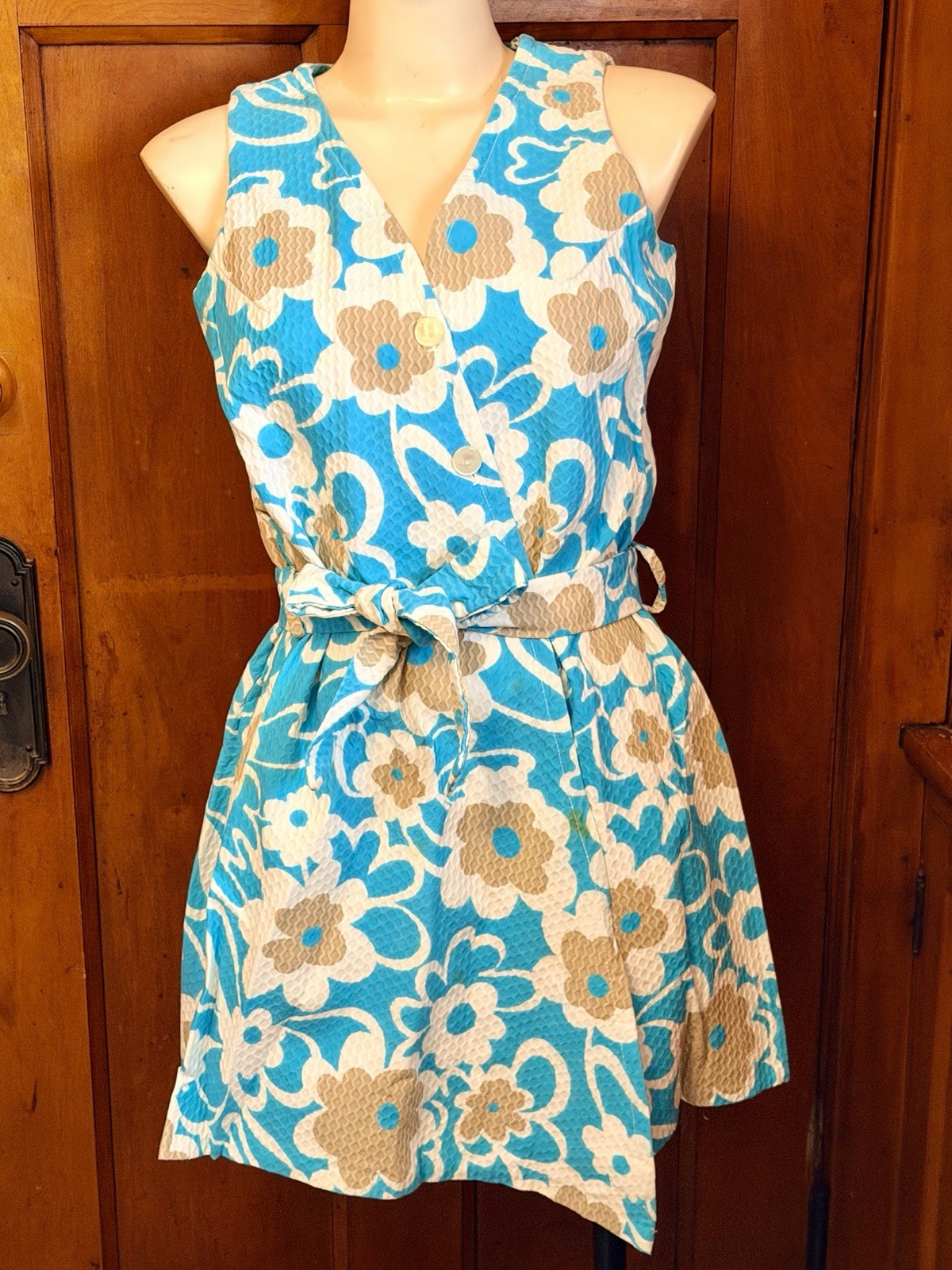 Vintage 60s Miami Originals Label Culottes Skort Dress Sz S/M Beach Pool Party