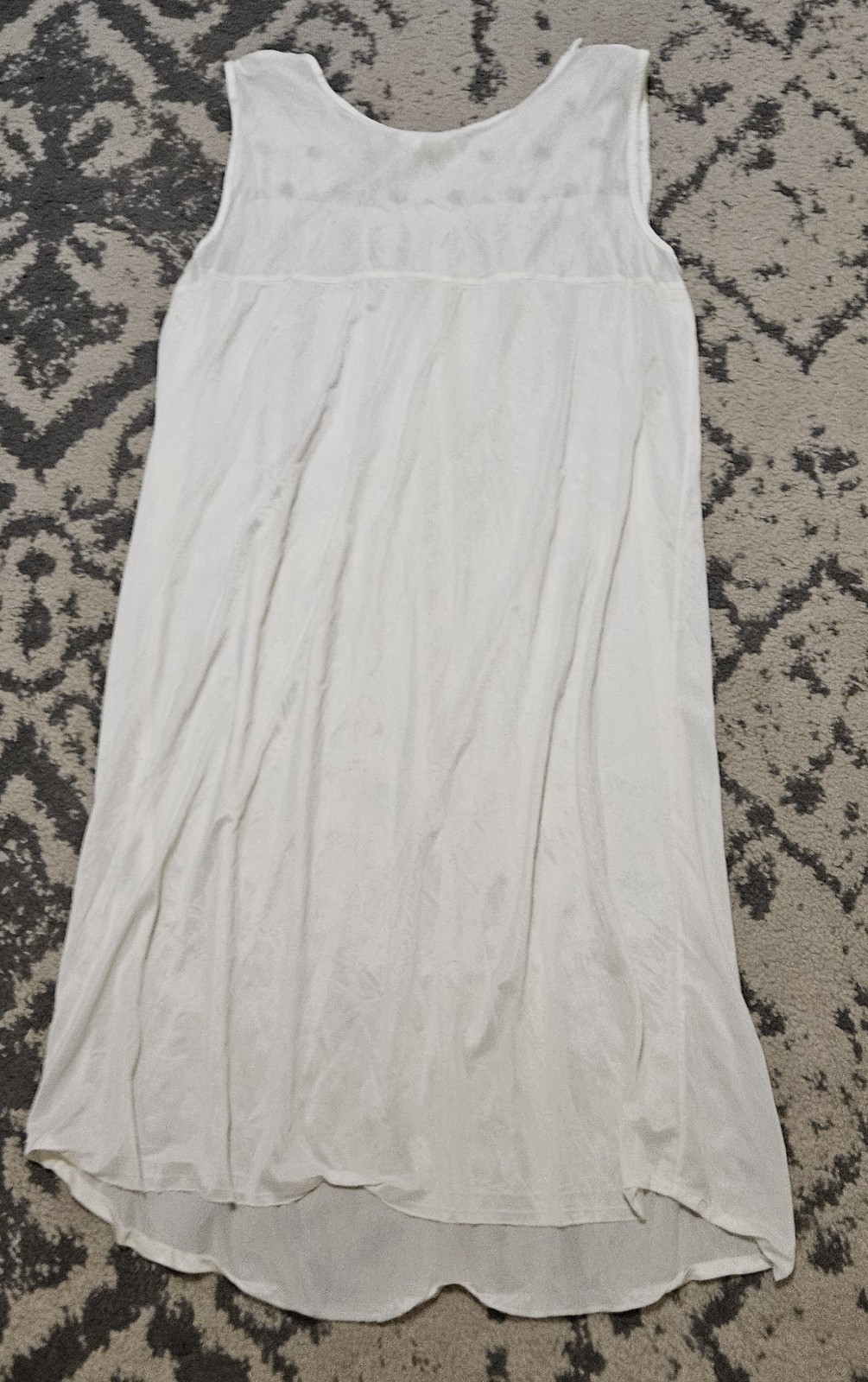 Vintage 60s 70s Ideal Lady White Floral Sleeveless Nightgown Size M