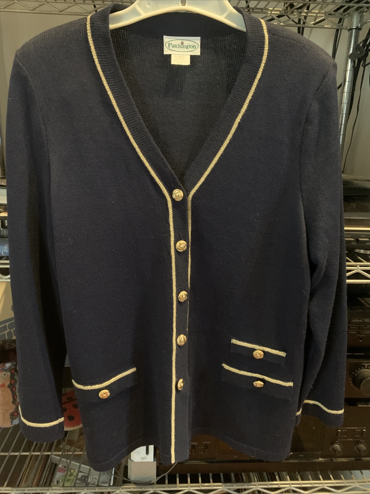 Patchington Vintage Women’s Navy button Up Sailor Look cardigan Size M