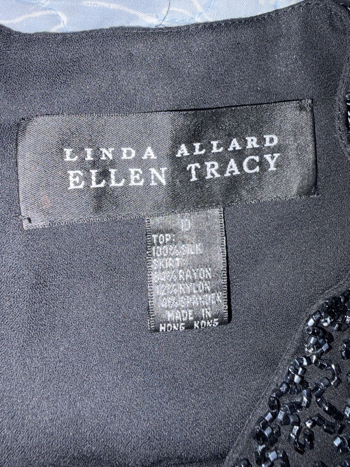 Linda Allard Ellen Tracy Maxi Dress 10 Black Vintage 80s 90s Beaded Glamour