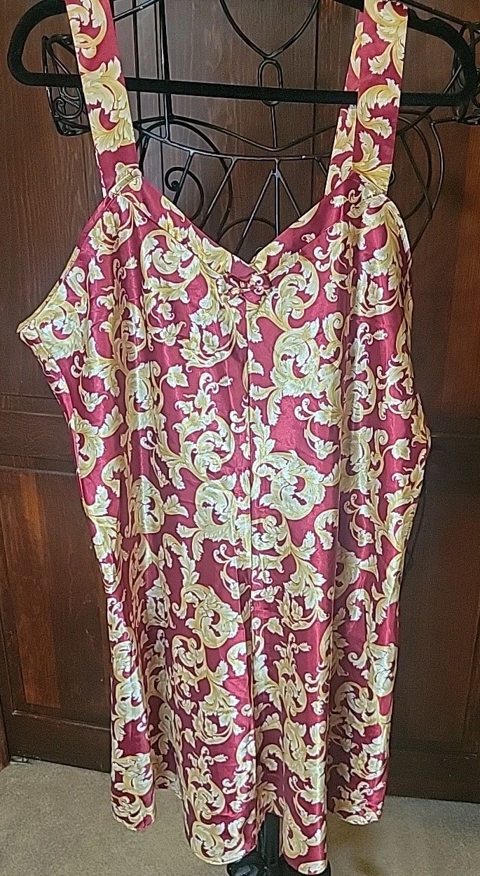 Vtg Lauren Rogers Silky & Satiny Nightgown & Robe Linegerie Pajama Set 1X EUC