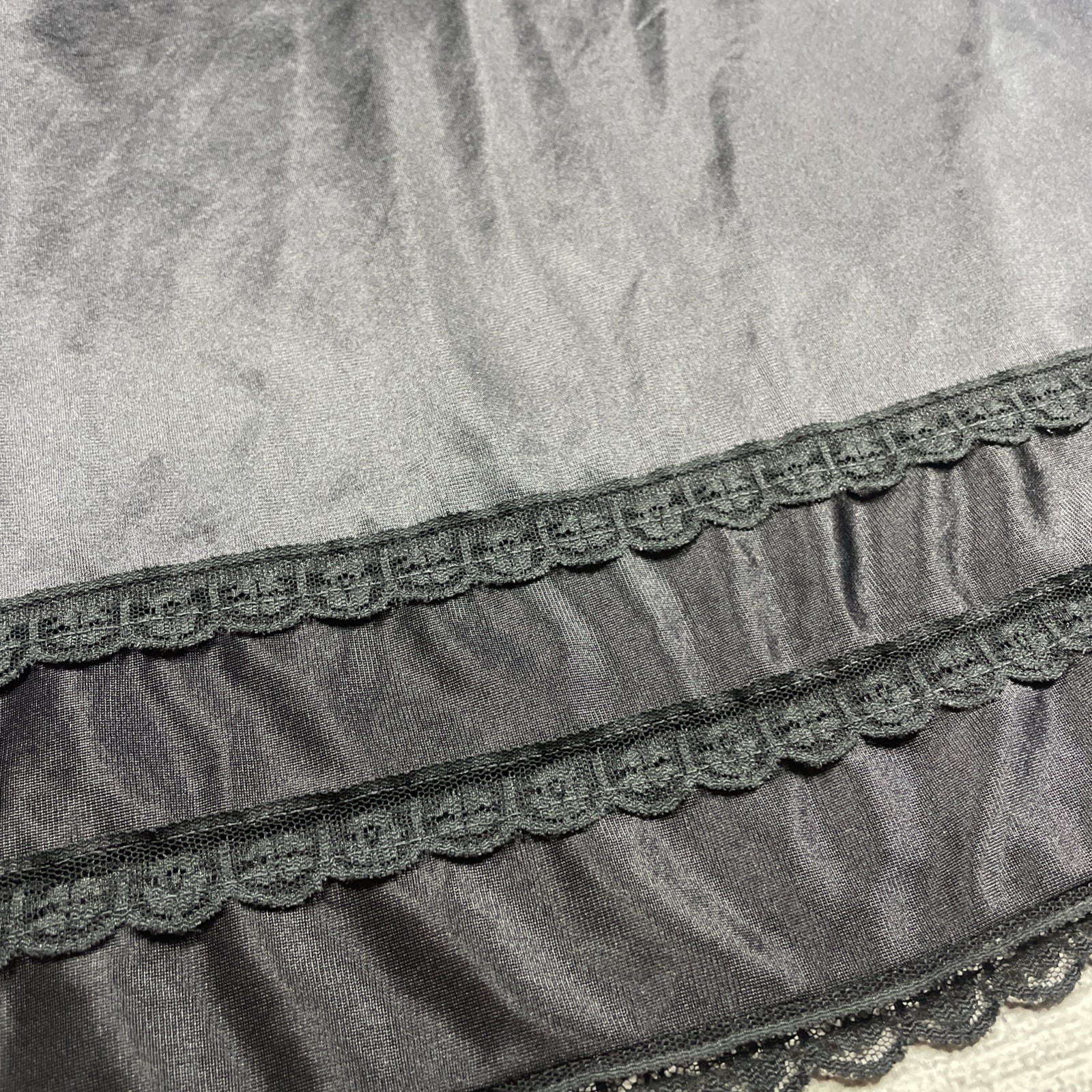 Vintage Nightgown Womens 34 Black Nylon Dupont Anton Lace ILGWU Made Silky