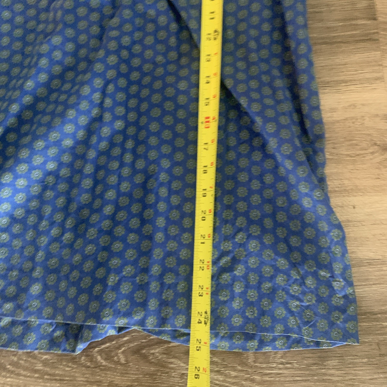 VTG 50s? Pat Perkins House Dress Blue Green Flowers Size 14 (Small)