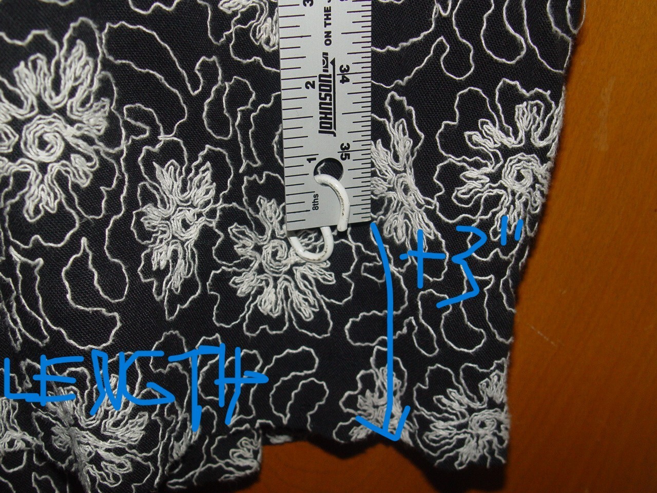 Vintage Tea / Midi Dress Black w/All Over White Floral Embroidery Gorgeous