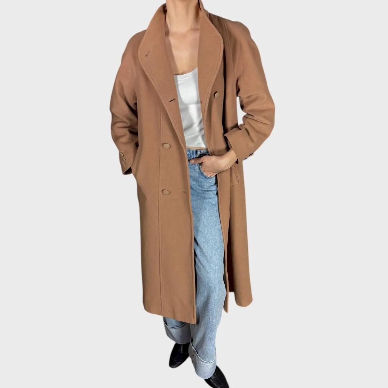 Vintage Cream Beige Wool Coat size US6/8; EU38/40