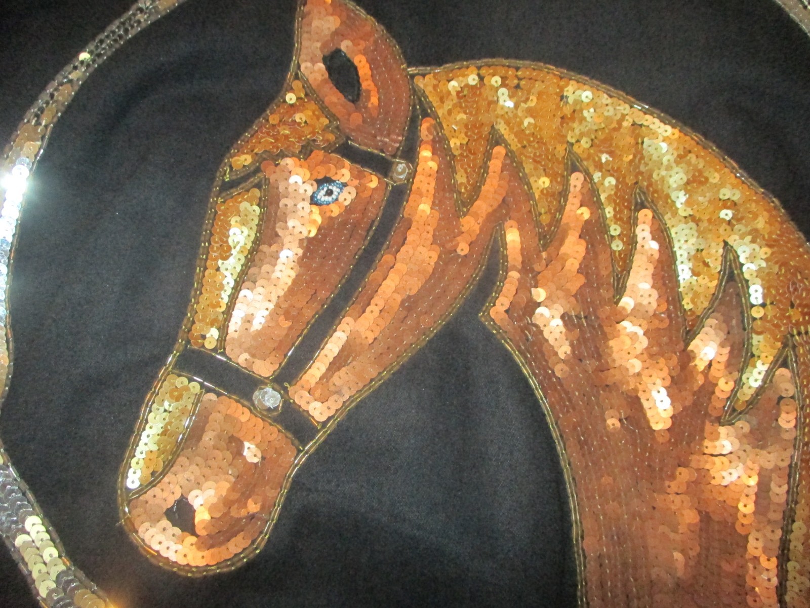 VTG MODI DENIM SEQUIN WESTERN HORSE HORSESHOES EQUESTRIAN WOMENS JACKET SML 6-8