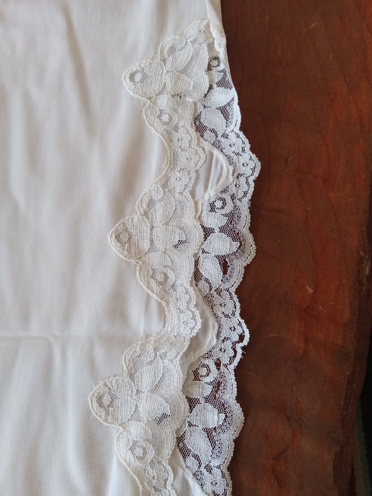 Vintage Large Half Slip Beige Kick-Pleat and Fancy Lace