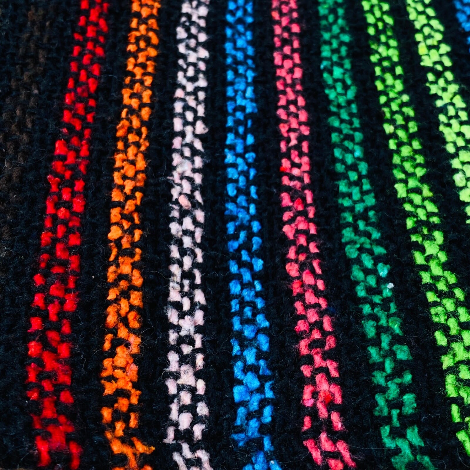 Vintage 1990s rainbow striped hoodie, Mexican rug cotton pocket hood woven M