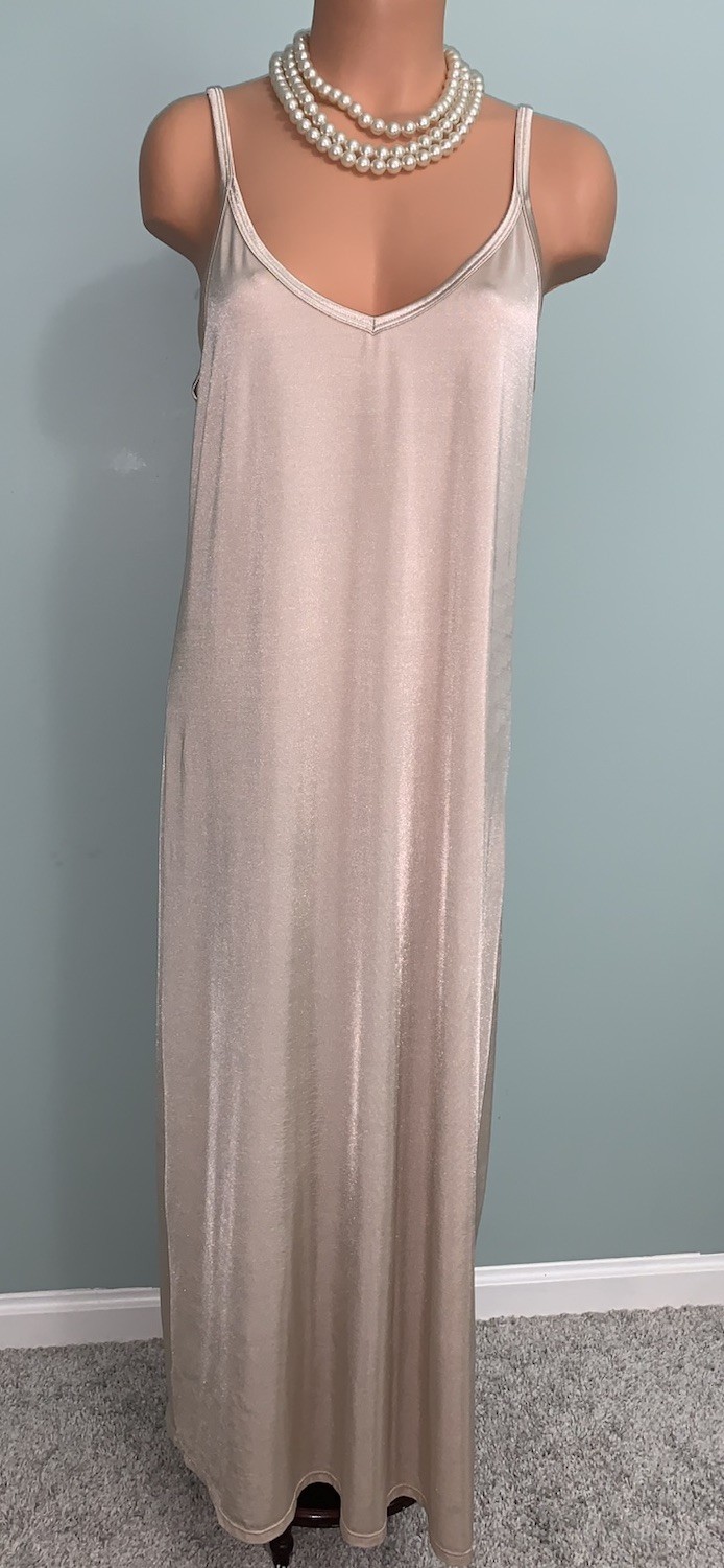 Vtg SHINY SOFT Nylon & Spandex XL 1X Long Vanity Fair Full Slip Nightgown