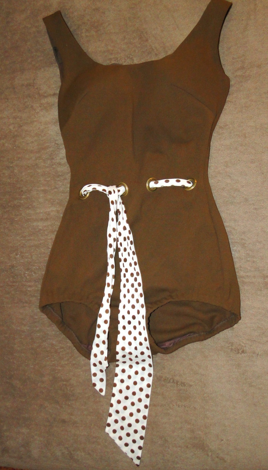 Vintage Cole of California Swim Suit w Polka Dot Belt Size 12 Bathing Suit