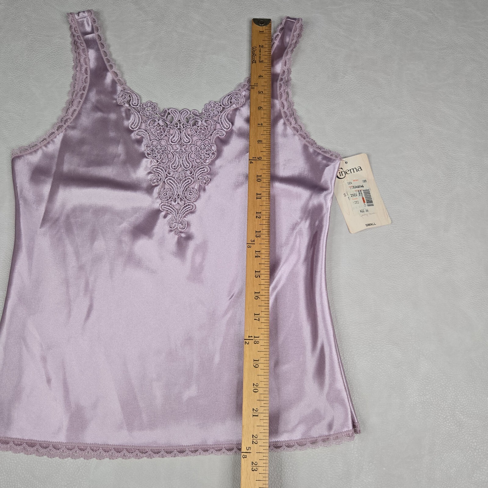 Cinema Etoile Satin Cami Top Lace Embellished Lavender Purple Slip Size Small