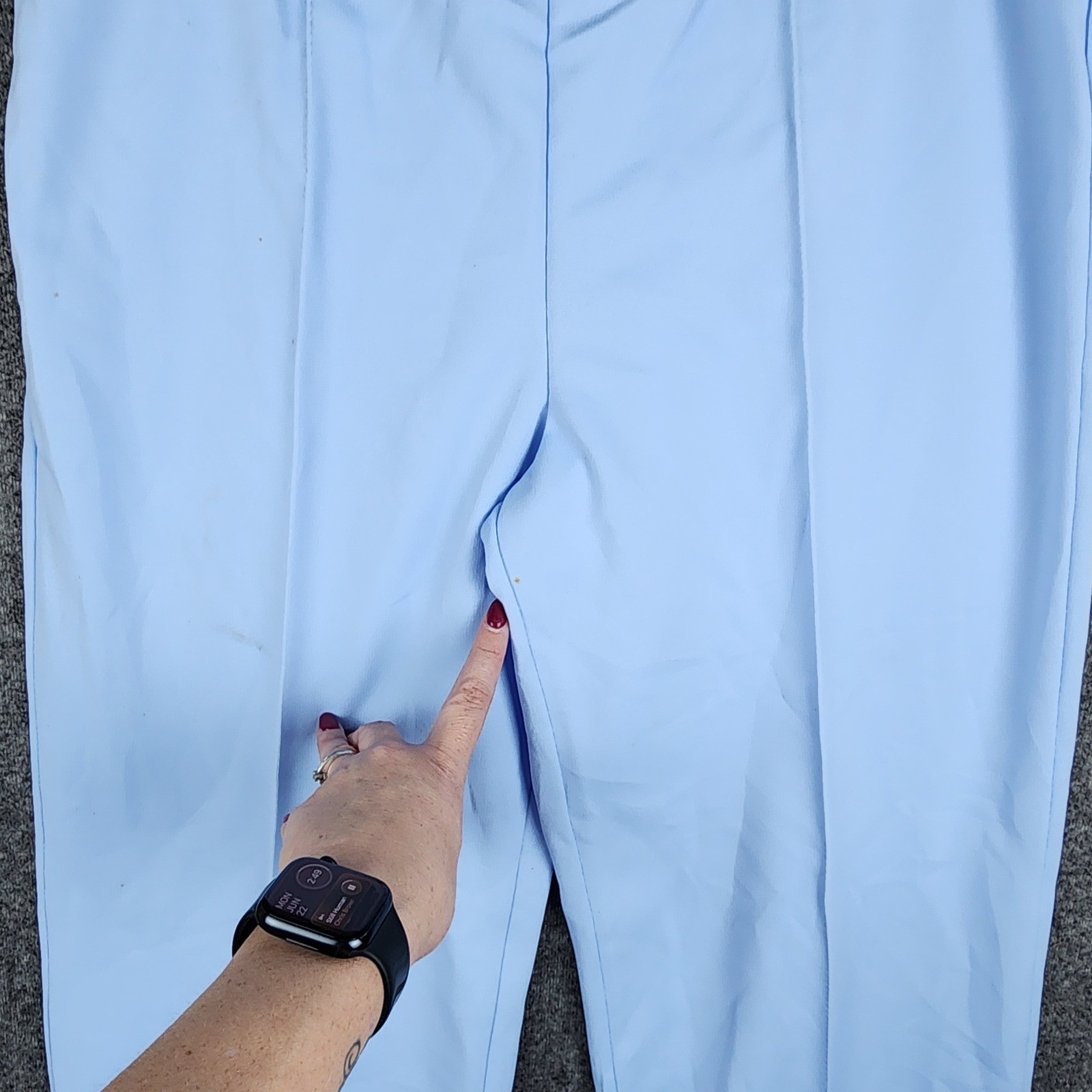 Sears Vintage 70s Pants Womens 20 Sky Blue Wide Leg Elastic Waist Creased Front