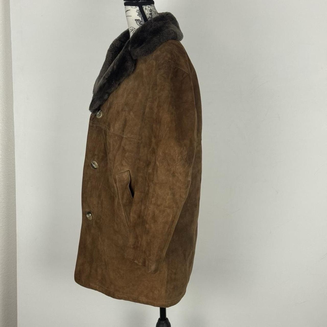 VTG 70s brown suede sherpa coat Size M EU 44 Boho