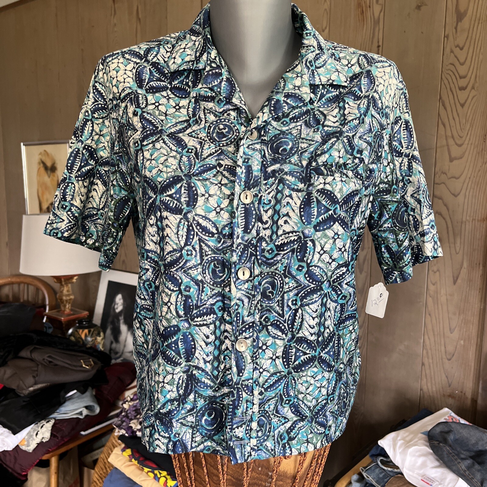1950s Vintage Women S Robin’s For Iolani Aloha Shirt Repaired Selvedge Rayon