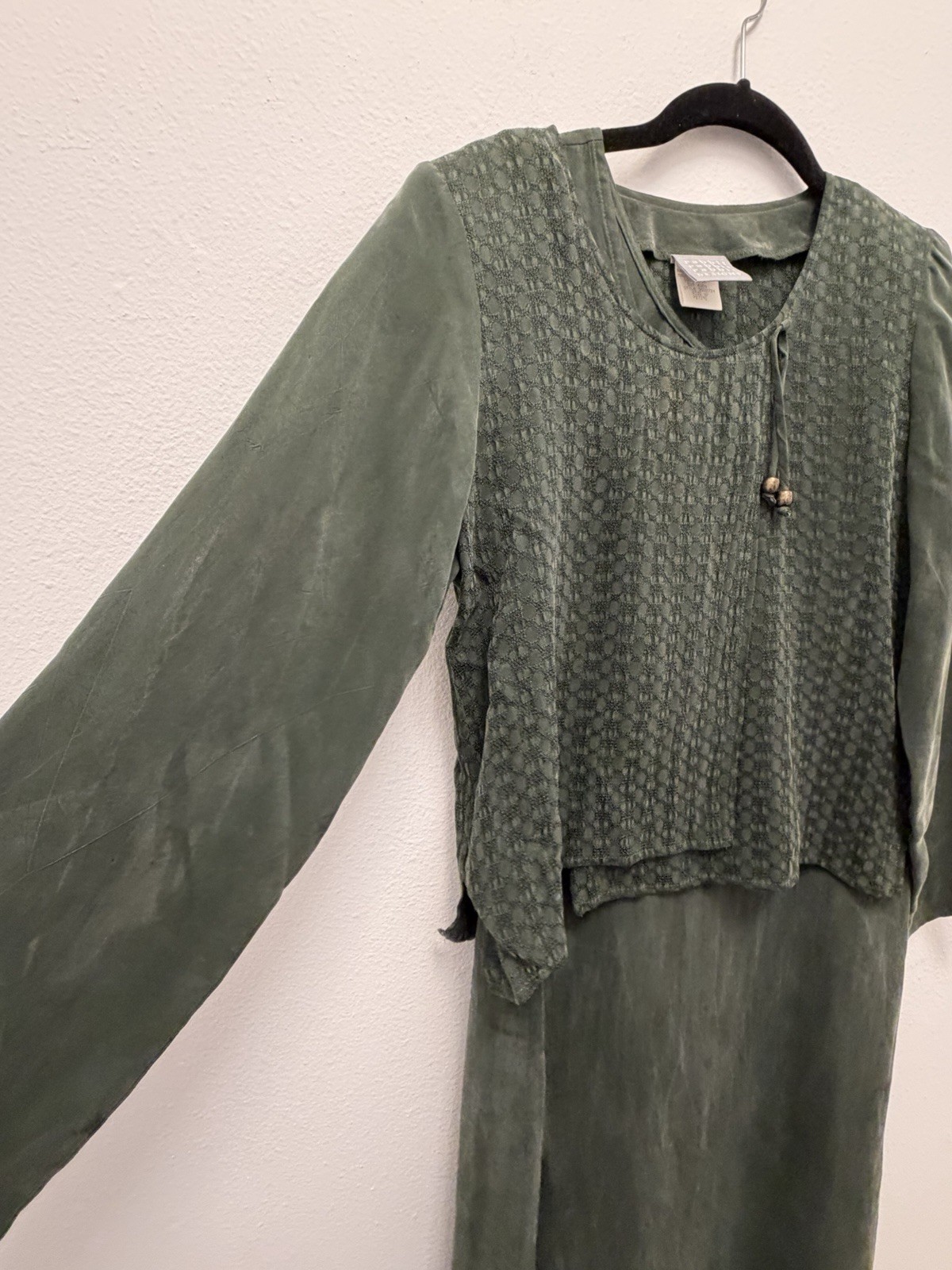 Vintage Rabbit Rabbit Designs 2 Pc Rayon Dress Jacket Set Green Petite 4P USA