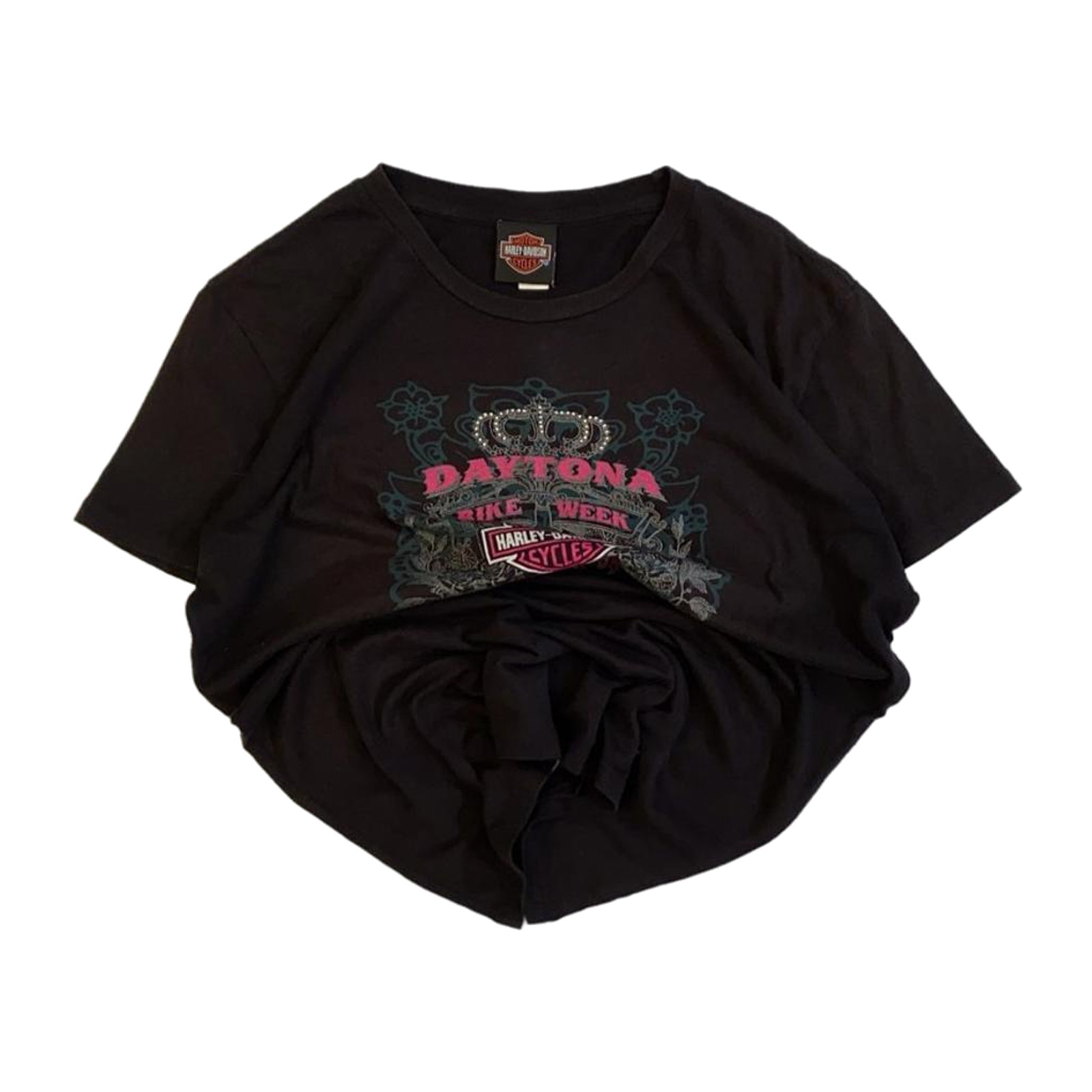 Harley Davidson Women’s Daytona Bike Week Y2K Tattoo Airbrush T Shirt Black XXL