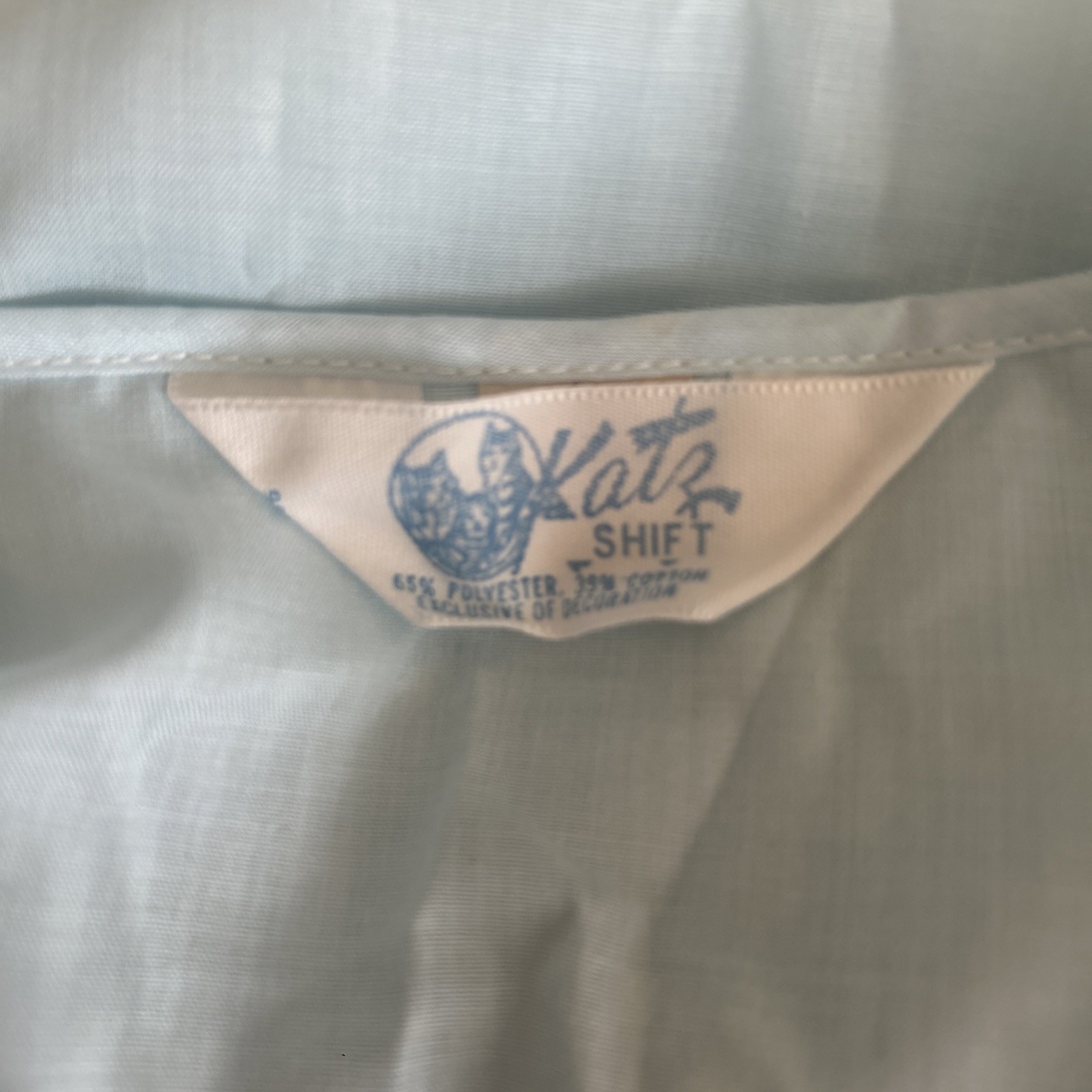 Vintage 1960’s Katz Shift Blue Nightgown With Lace And Embroidered Flowers Lg.