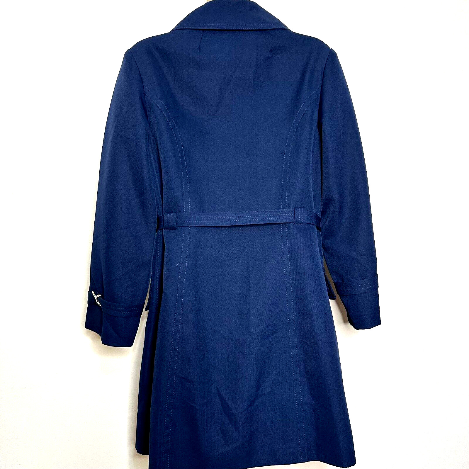 Vintage Dumond International Navy Blue Double Pea Trench Rain Coat Women’s S M