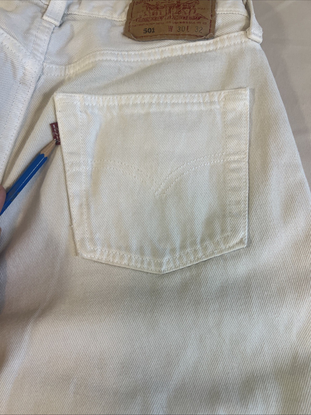 Women’s Levi’s 501 Jeans, Button Fly, White Denim And Made In The USA!!!