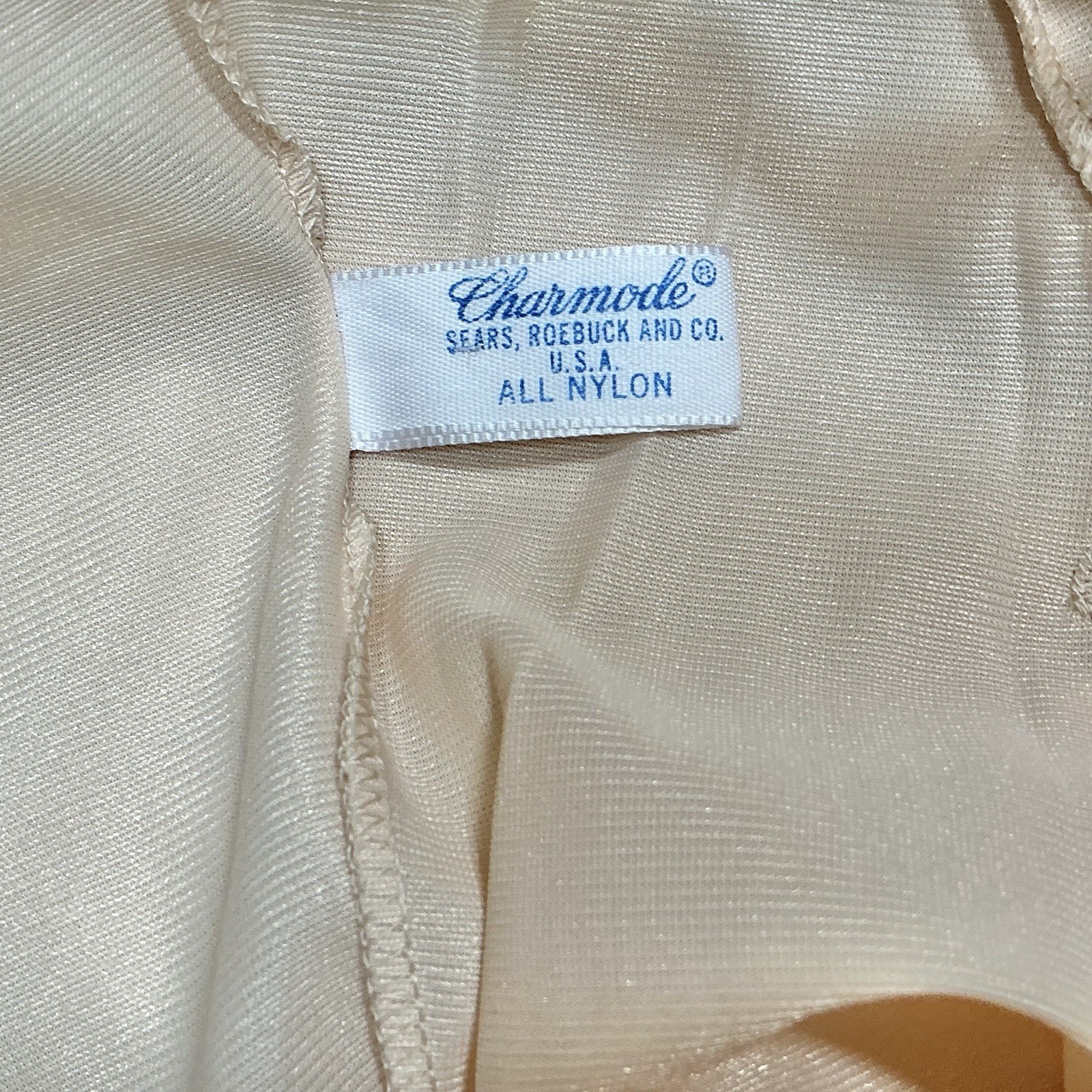 Sears Charmode Nylon Full Slip Lace Cream Coquette Grandmacore Dress Size 36 New