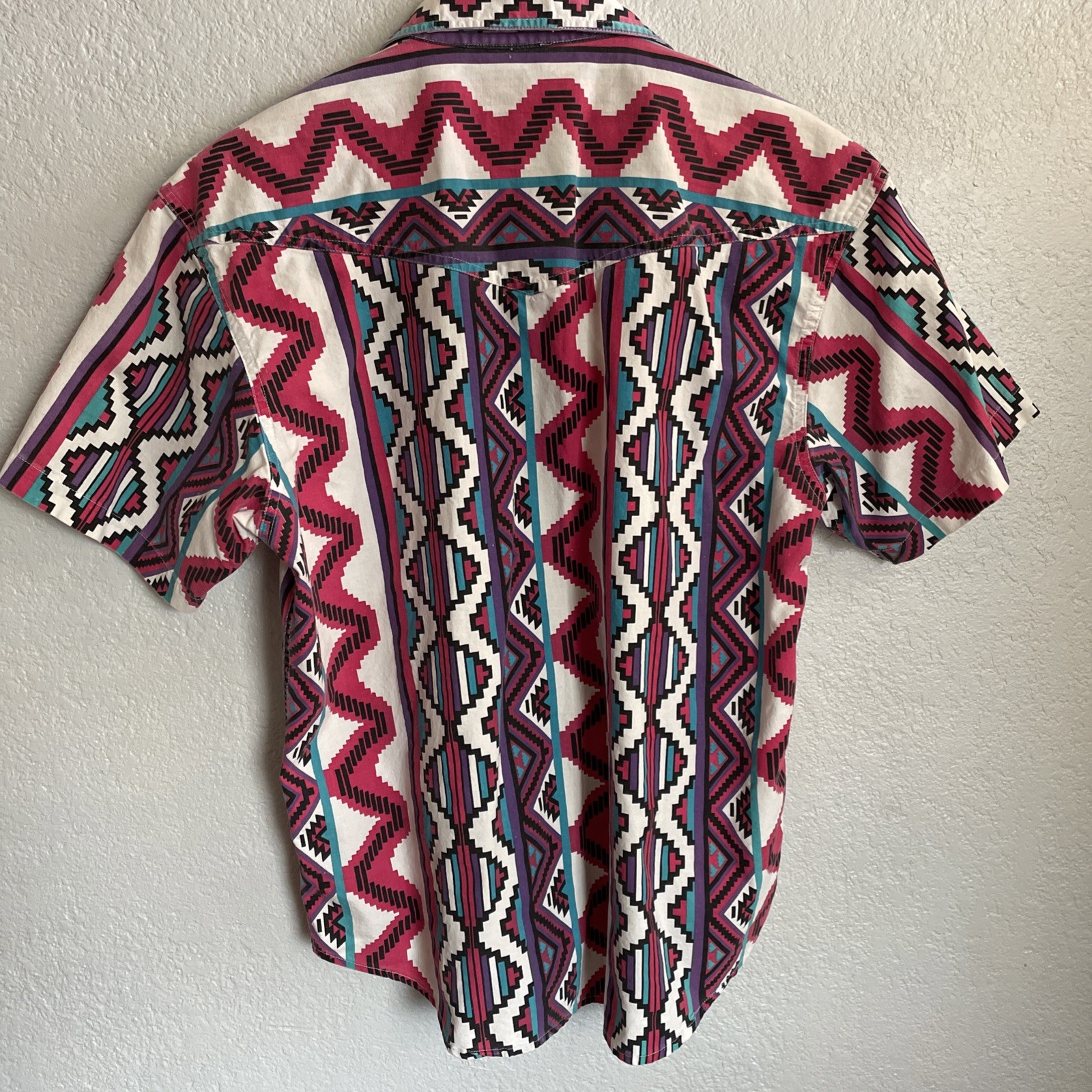 90’s Vintage Western Southwest Side Saddle Short Sleeve Button Down Women’s Med
