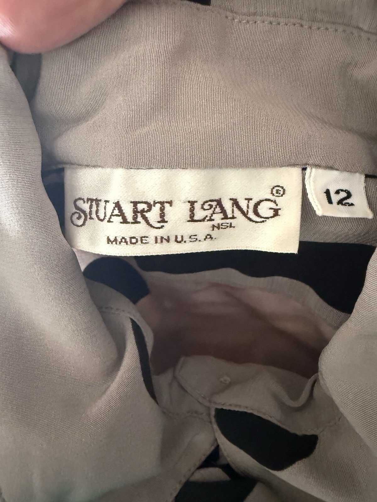 Vintage Stuart Lang Flowy Button Down Blouse Polka Dot Detachable Scarf Sz 12 L