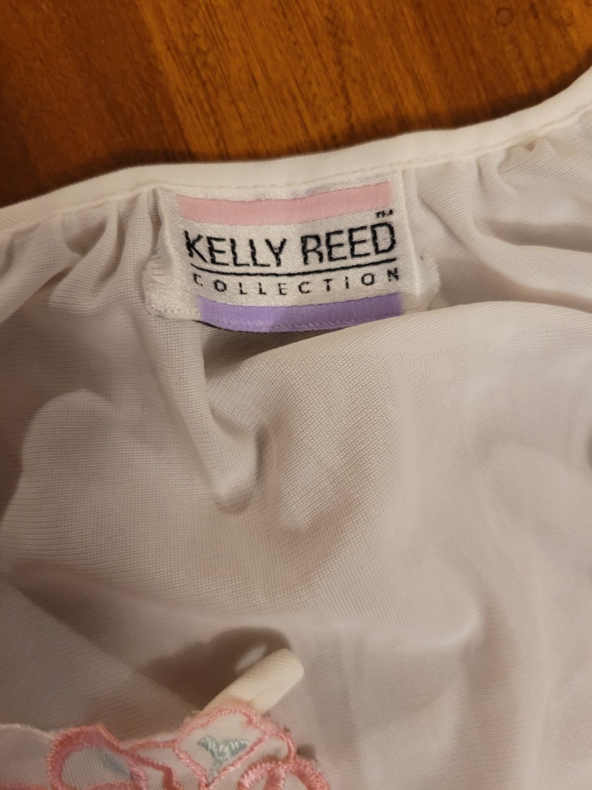 VTG 80s Kelly Reed Made in USA Sheer Chiffon Long Peignoir Robe Embroidered